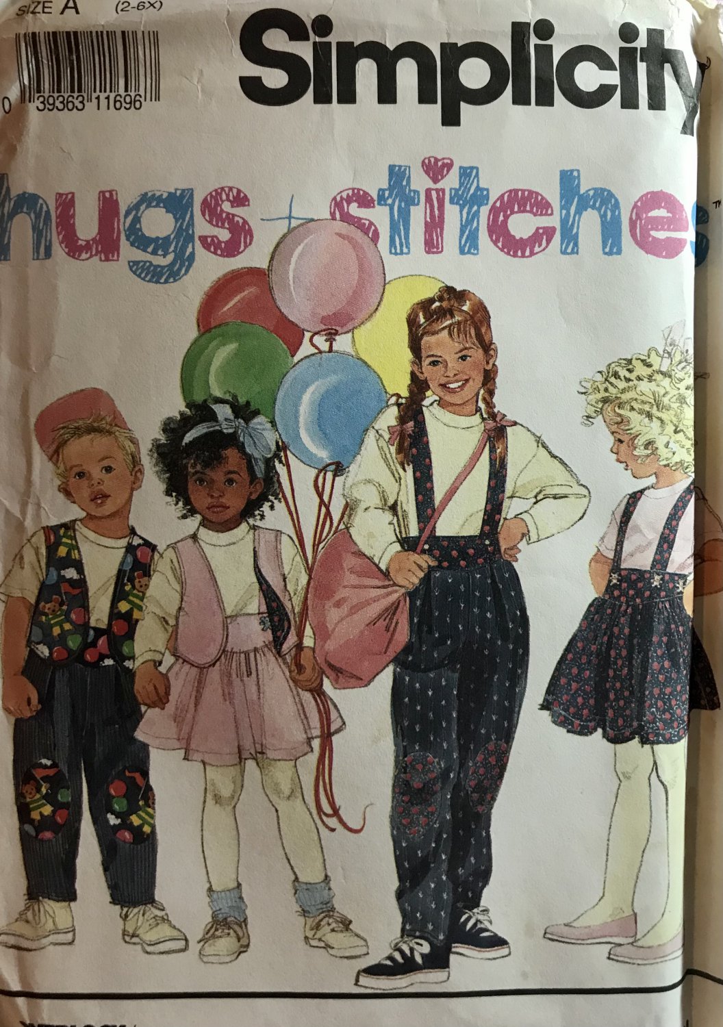 Simplicity 7468 Child's Tops, Jumper, Overalls, Lined Vest, top Sewing pattern, Size 2-6X