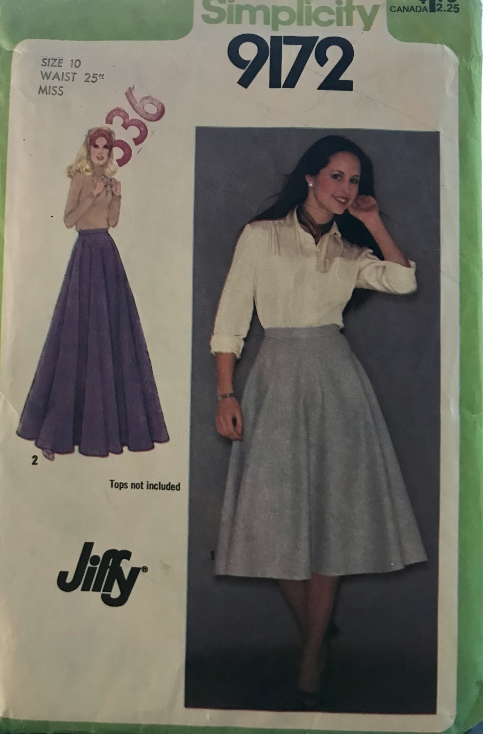 Simplicity 9172 Misses' Jiffy Maxi or Knee Length Skirt Sewing Pattern Size 10, waist 25"