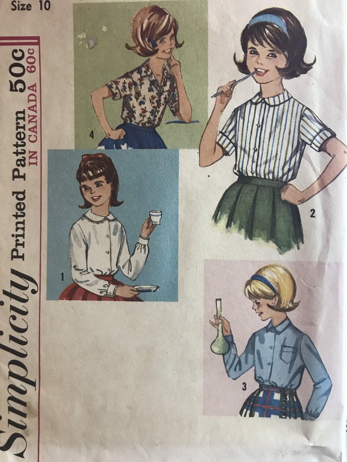 Simplicity 5122 Girl's Blouses in Three Versions Sewing Pattern size 10