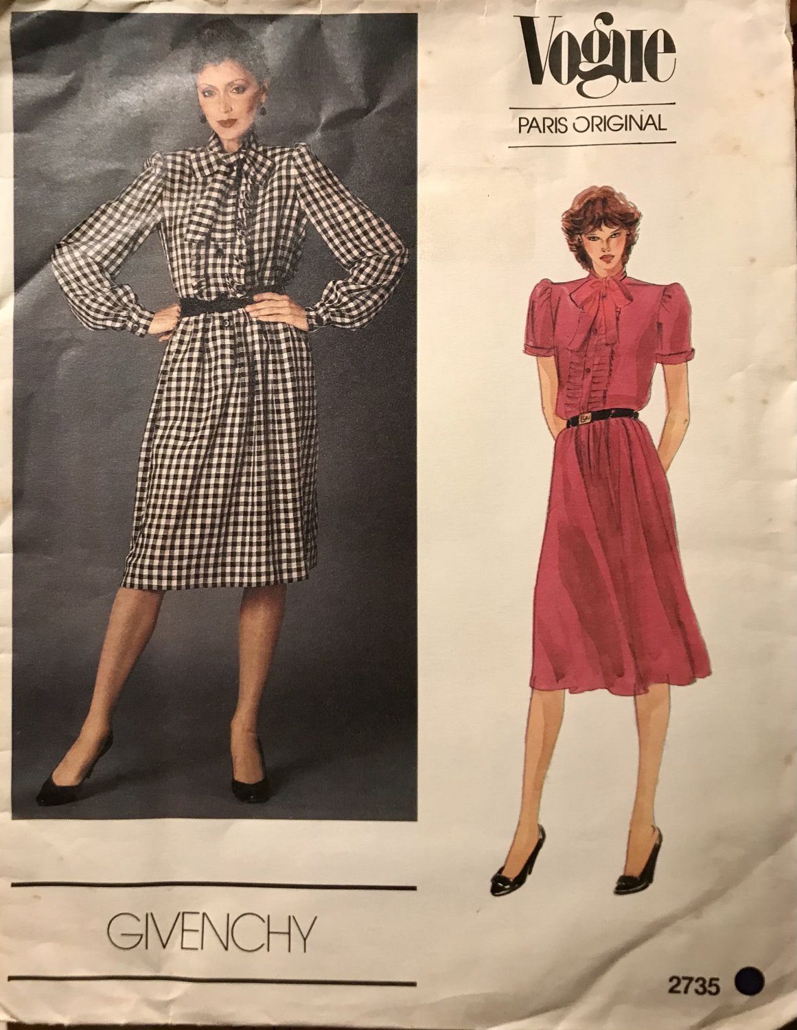 Vogue 2735 Givenchy Misses'  Loose-fitting dress,w/Pockets Sewing Pattern Size 8
