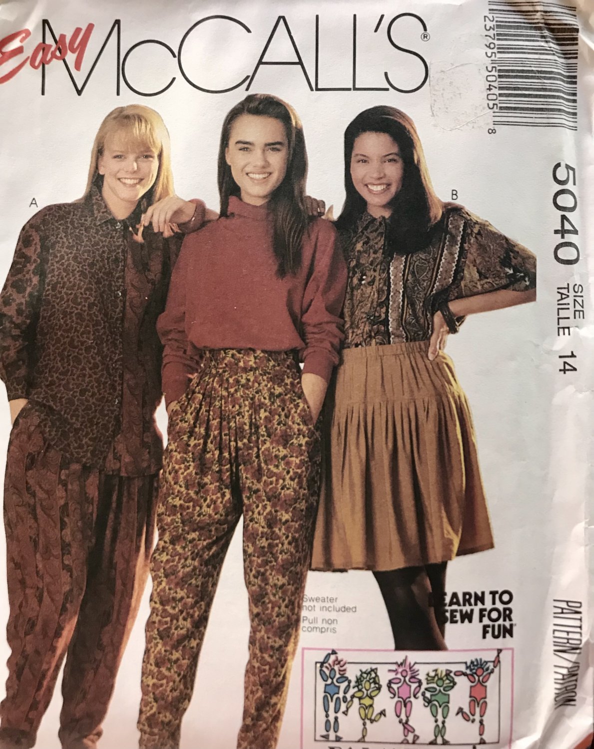 McCall's 5040  Misses' Blouse, Skirt and Pants Sewing Pattern size 14