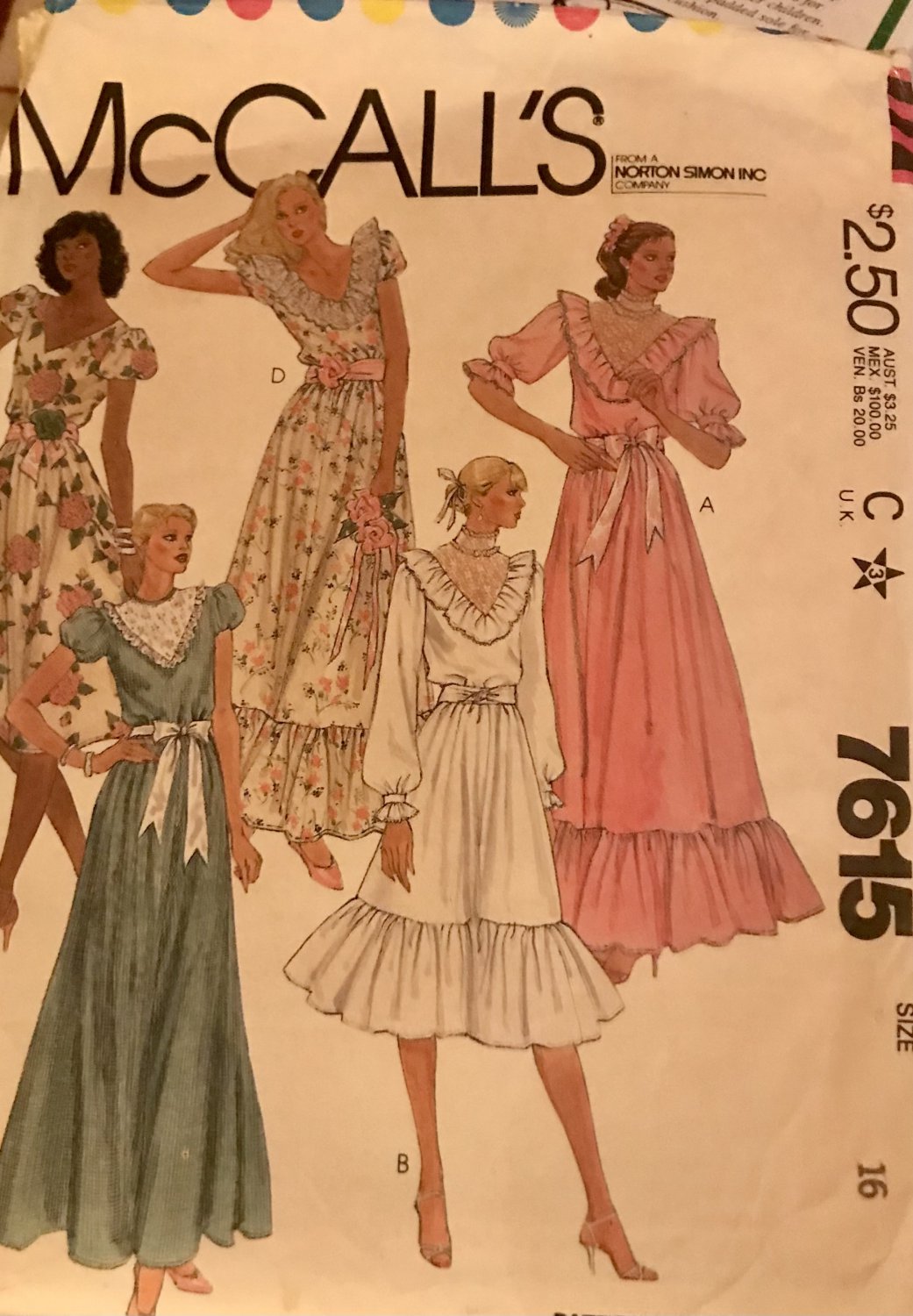 McCall's 7615 Misses' Pullover dress in two lengths with ruffles Sewing Pattern size 16