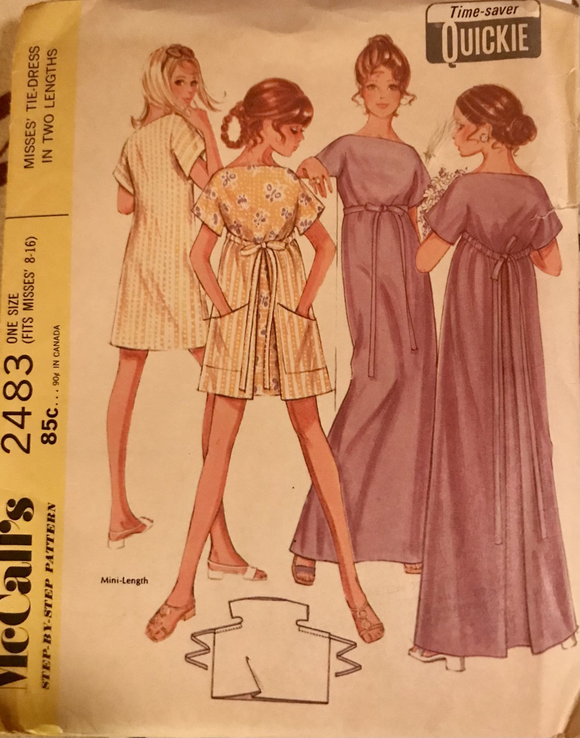 McCall's 2483 Misses&acirc;�� Front or Back Tie-Dress Sewing Pattern size 8 - 16