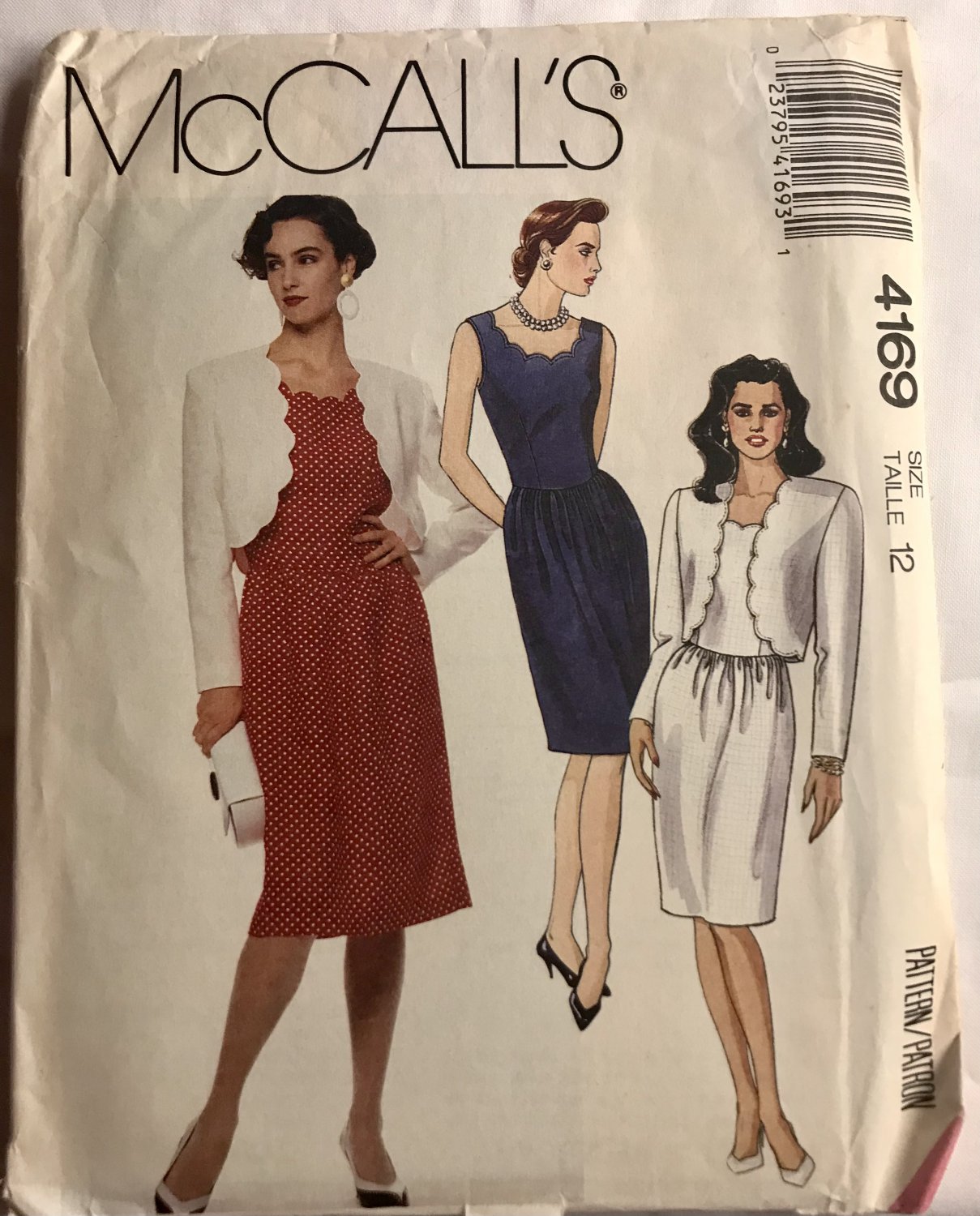 McCall's 4169 Misses' Lined Jacket and Dress Scalloped Neckline Sewing Pattern Size 12