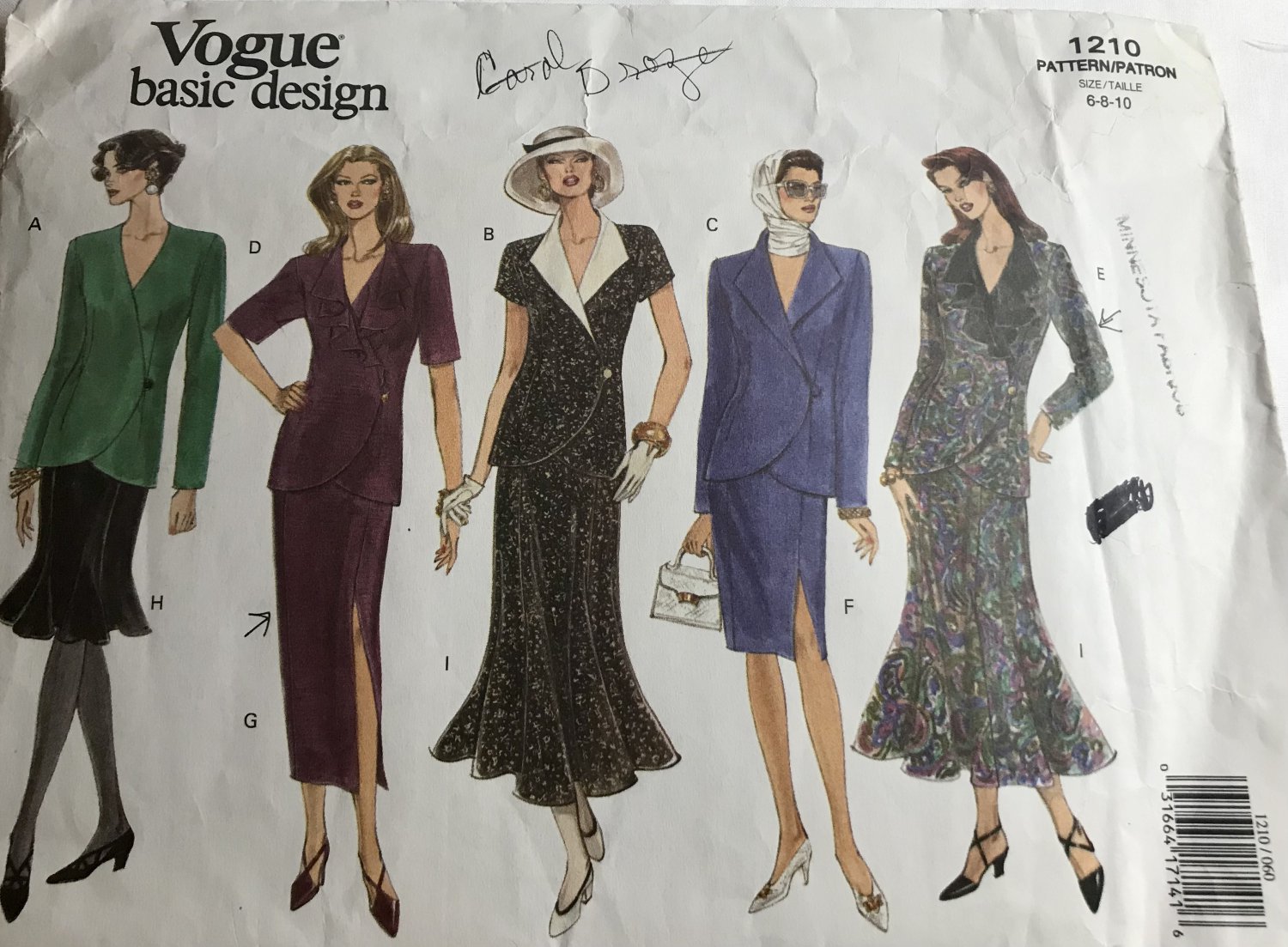 Vogue 1210 Basic Design Womans Top & Skirt Sewing Pattern Size 6 8 10
