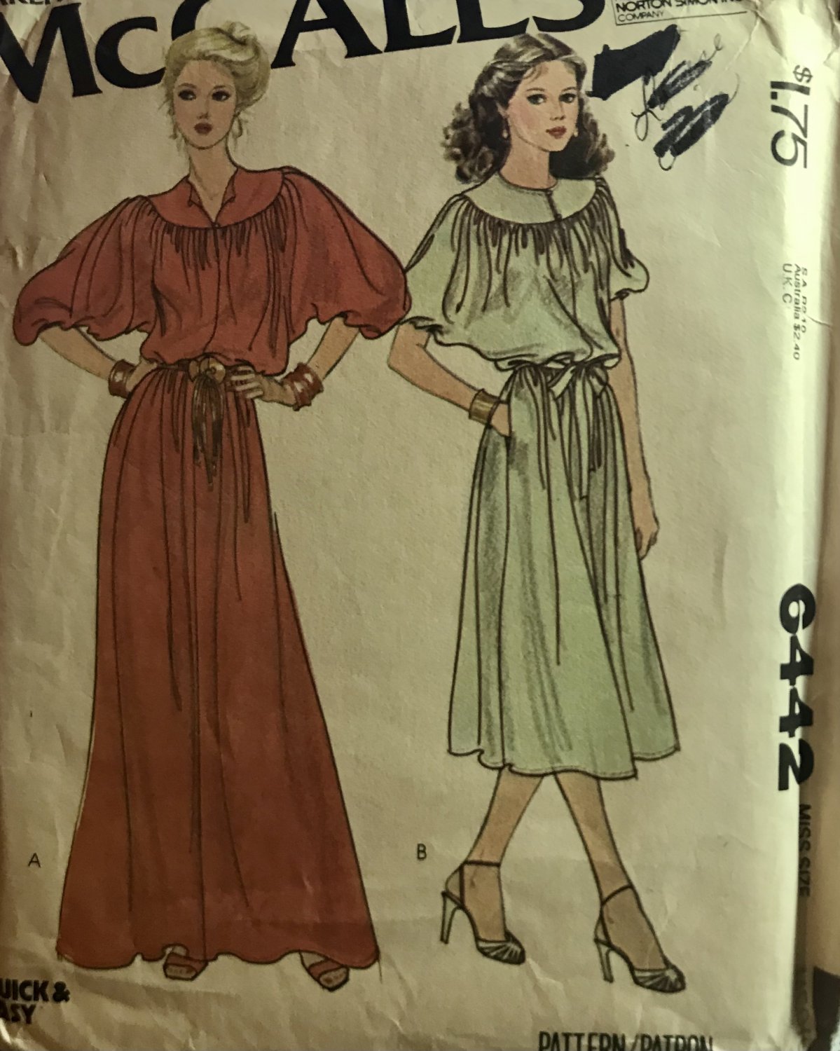 McCall's 6442 Misses' Dress: Pullover dress gathered into yokes Sewing Pattern Size 14 16