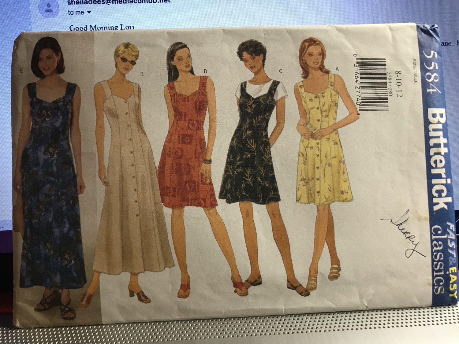 Butterick 5584 Misses' Dress Size 8 10 12 Sewing Pattern Fast & Easy Classics