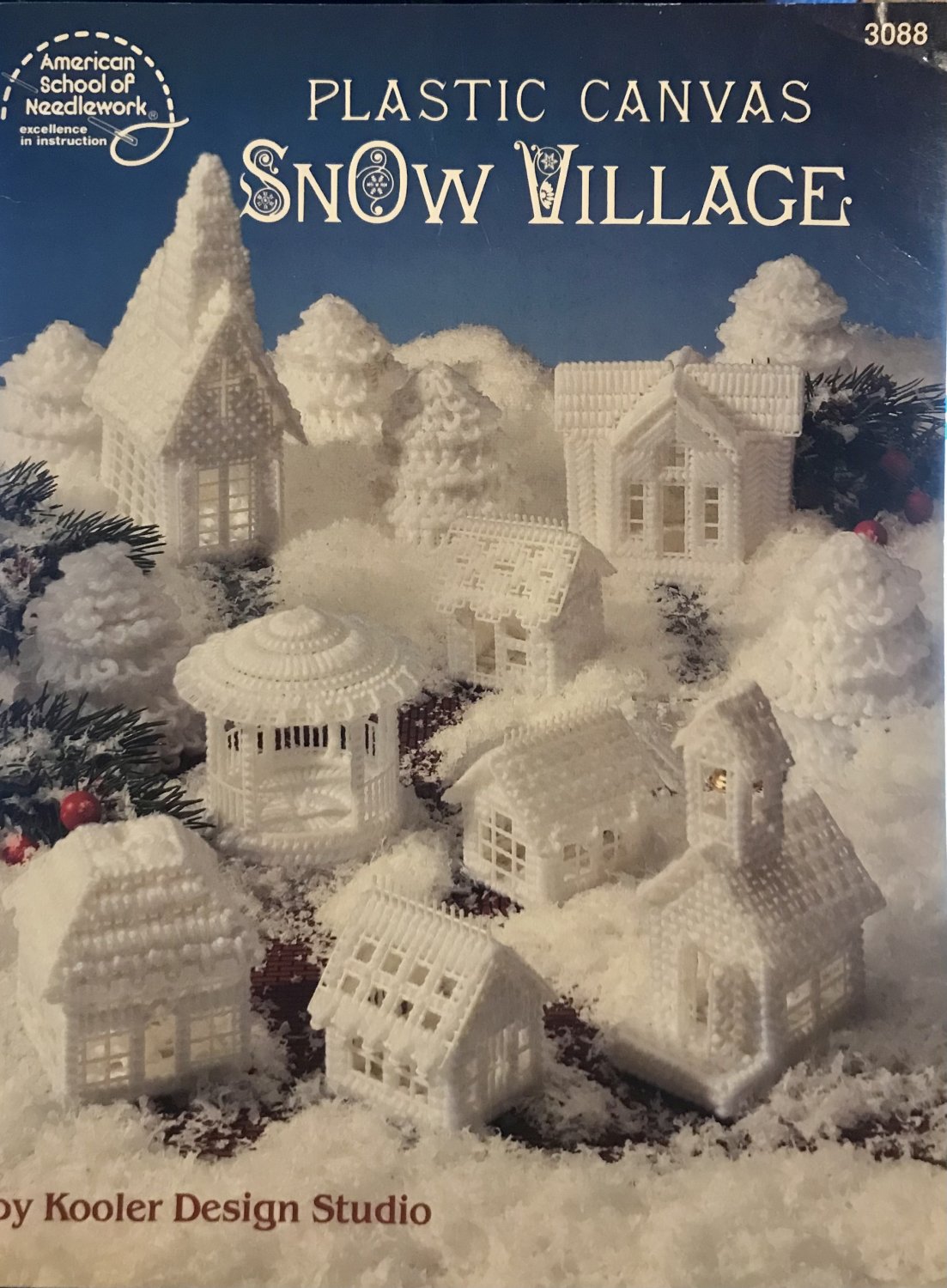 American School of Needlework 3088 Snow Village Plastic Canvas pattern