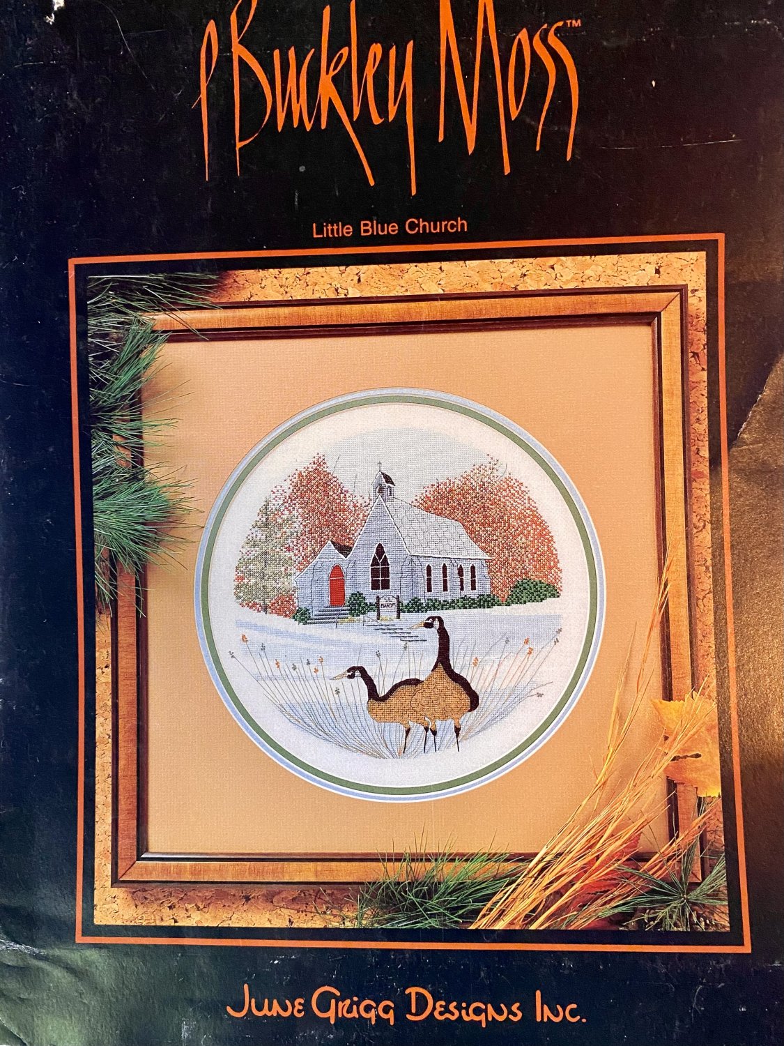 P. Buckley Moss Little Blue Church Cross Stitch Pattern Leaflet 127