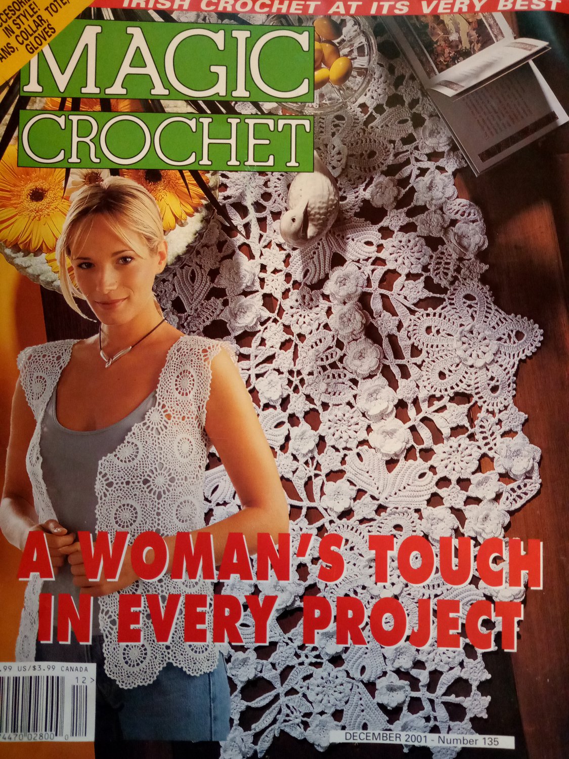 Magic Crochet Magazine 135 December 2001 Thread Crochet Doiles, Irish Crochet, Tablecloths