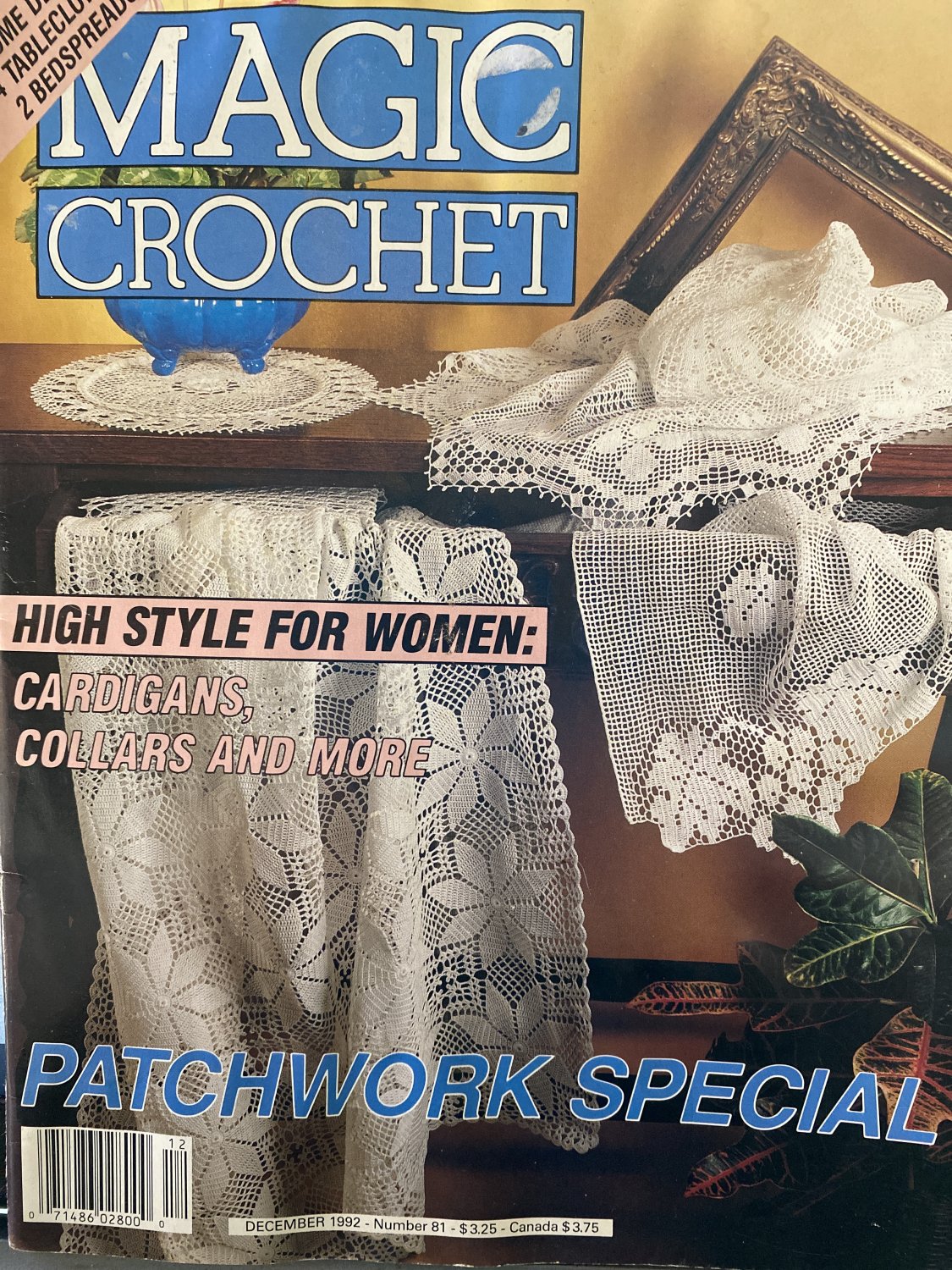 Magic Crochet Magazine 81 December 1992 Thread Crochet Doiles, bedspreads, Tablecloths