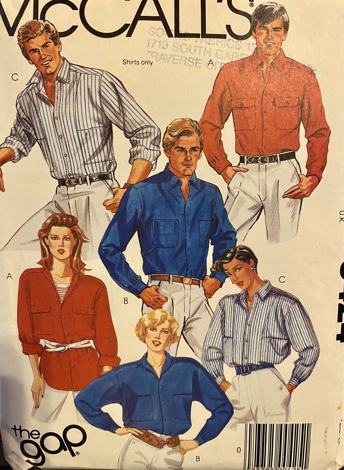 McCall's 9424 Misses' and Men's Buttoned shirt Sewing Pattern size 40" - 42" Chest