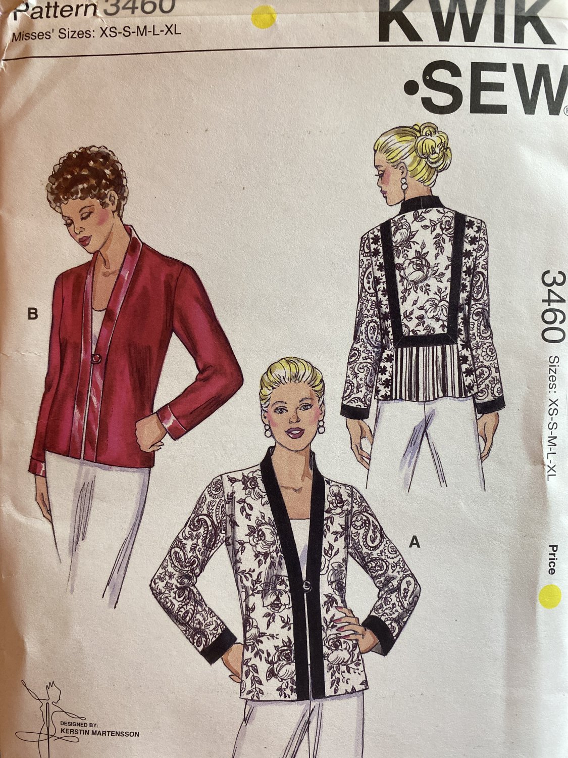 Kwik Sew 3460 Misses' Jackets Sizes XS - S - M - L - XL Sewing Pattern