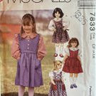 McCall's 7833 Toddlers' Jumper and Blouse Sewing Pattern size 4, 5, 6