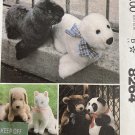McCalls Sewing Pattern 8264 Stuffed Bear Panda Seal Dog Cat Vintage Uncut