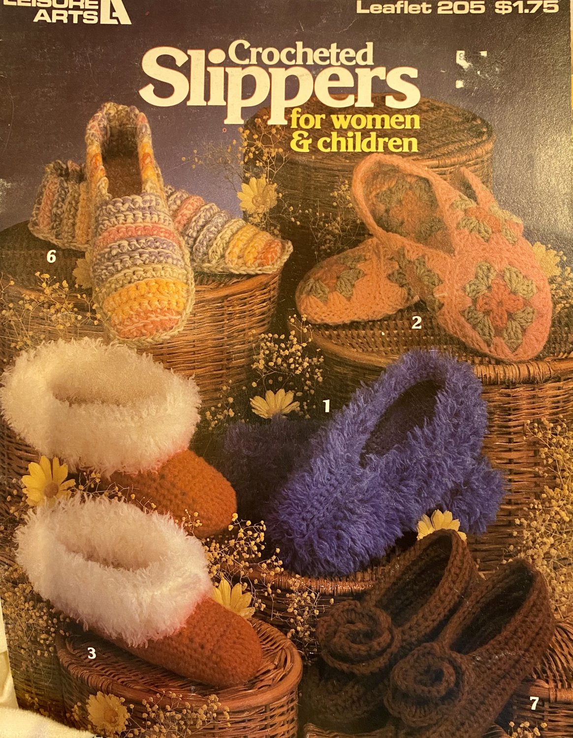 Crocheted Slippers for Women & Children Crochet Pattern Leisure Arts 205