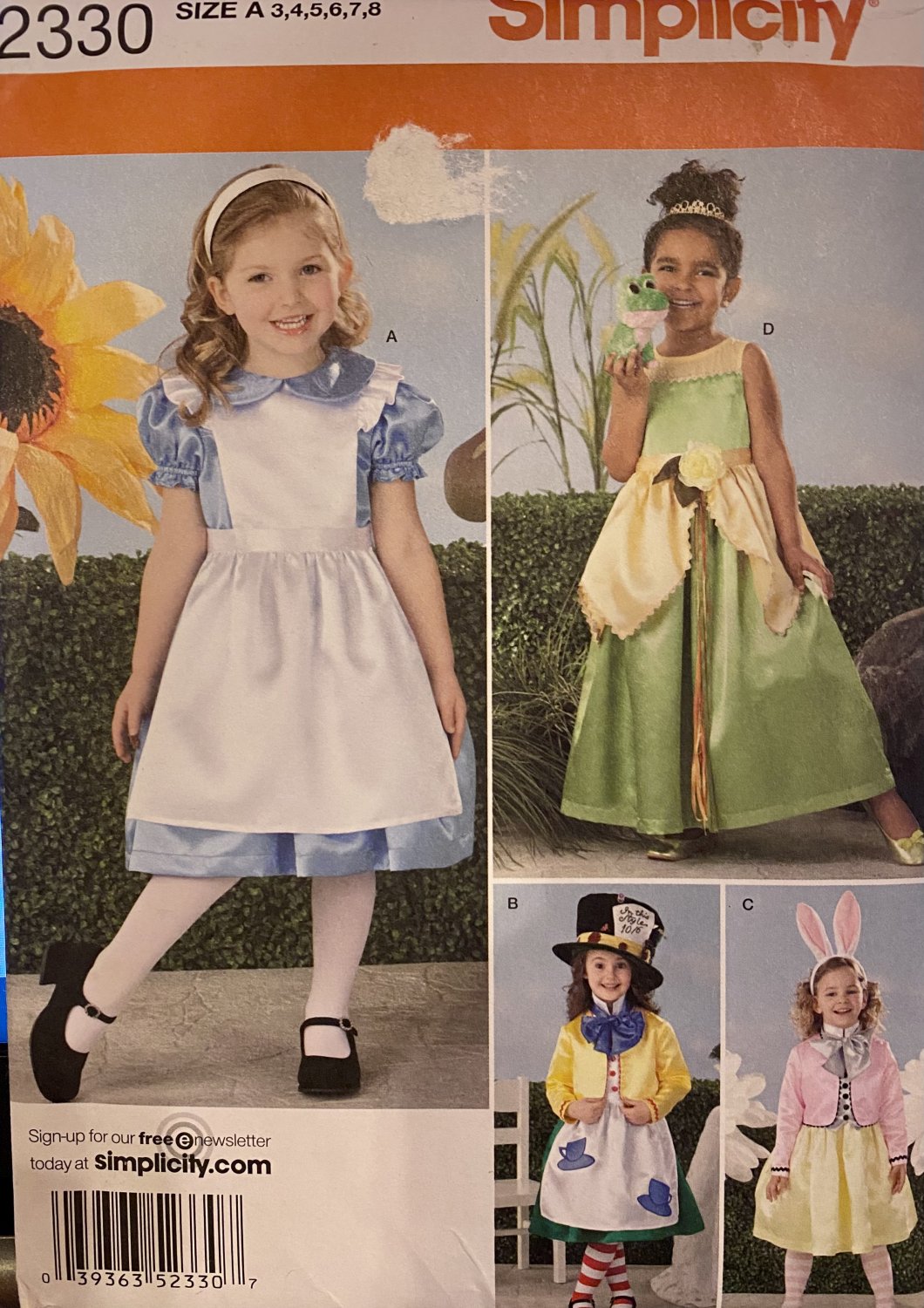 Simplicity 2330 Child's Halloween Costume Collection Alice in Wonderland Sewing Pattern - Size 3 - 8