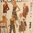 Mccalls 7475 Wardrobe Pattern Jacket, Bias CUT Camisole, Skirt, Soft-pleated Pants Size 12