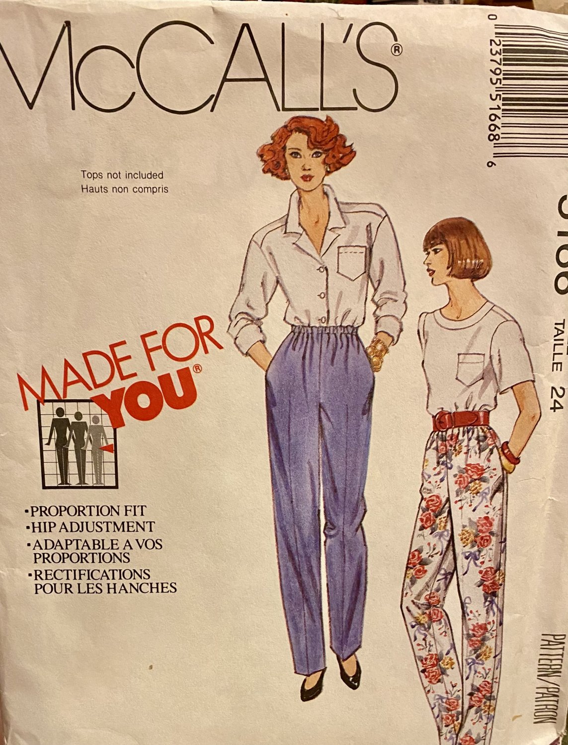 McCall's 5166 Misses' Pants Proportion Fit Sewing Pattern Size 24