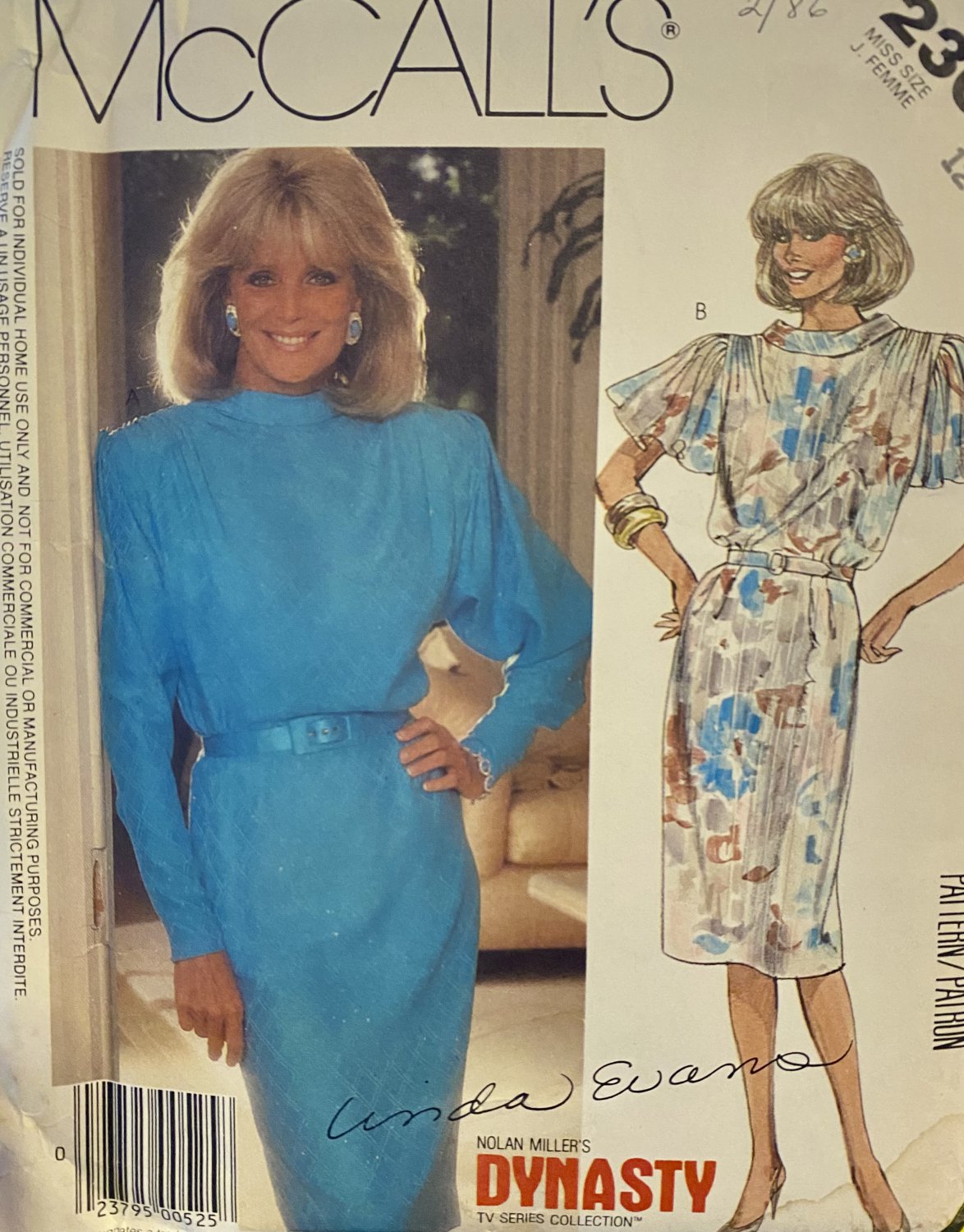 McCalls 2369 Nolan Miller's Dynasty Collection - Misses' Dress Sewing Pattern Size 12