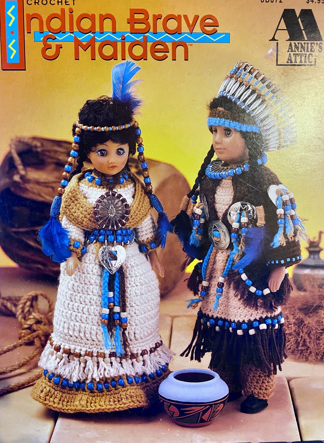 Indian Brave & Maiden, Annie's Attic Doll Clothes Crochet Pattern Booklet 8B072