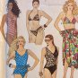 Simplicity 9750 Misses' One and Two-Piece Swimsuits & wrap around sarong sewing pattern size 4 - 12