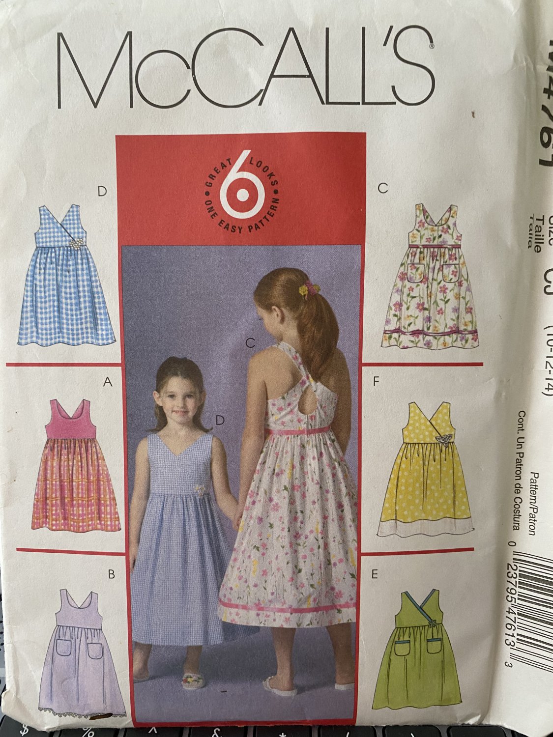 Summer dress Girls Sewing Pattern Sundress, Child size 10 12 14 McCalls 4761