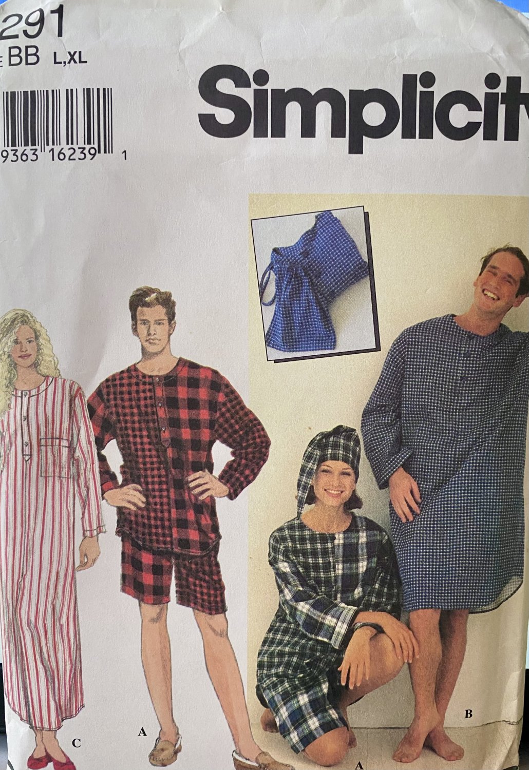 Simplicity 9291  Adults Nightshirt or Pajamas Sewing pattern size Large - Extra Large