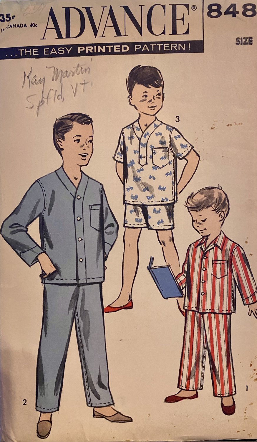 Advance 8487 Boys Pajamas Vintage Sewing Pattern
