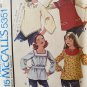 McCall's 5351 Children's and Girls' Set of Tops size child large 12-14 from 1976