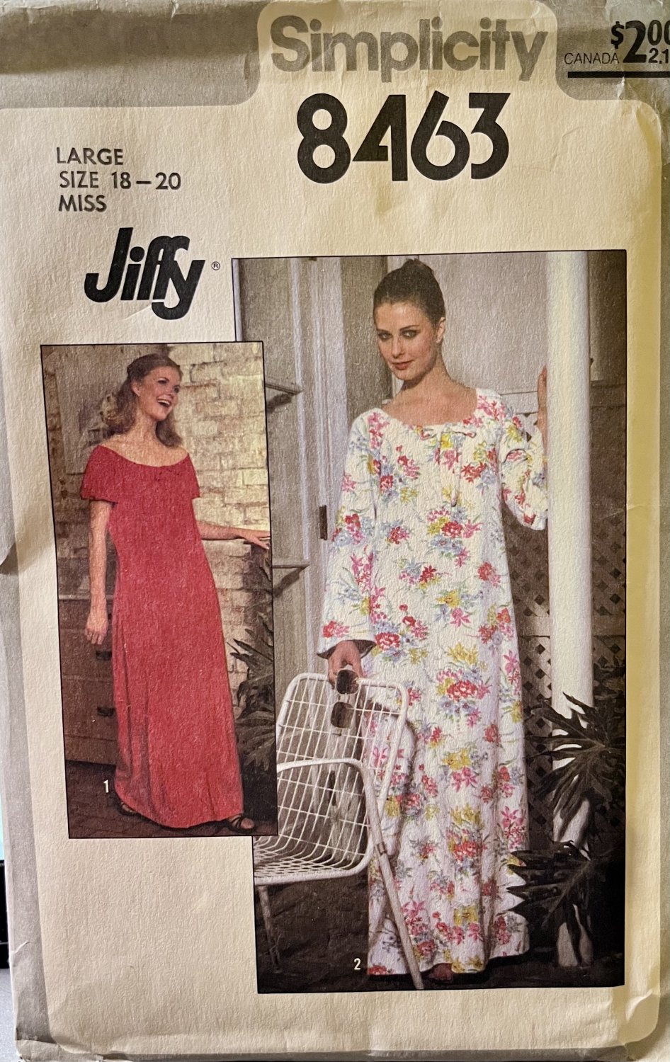 Simplicity 8463 Misses' Jiffy Caftan with Raglan Sleeves Sewing Pattern size Large 18-20