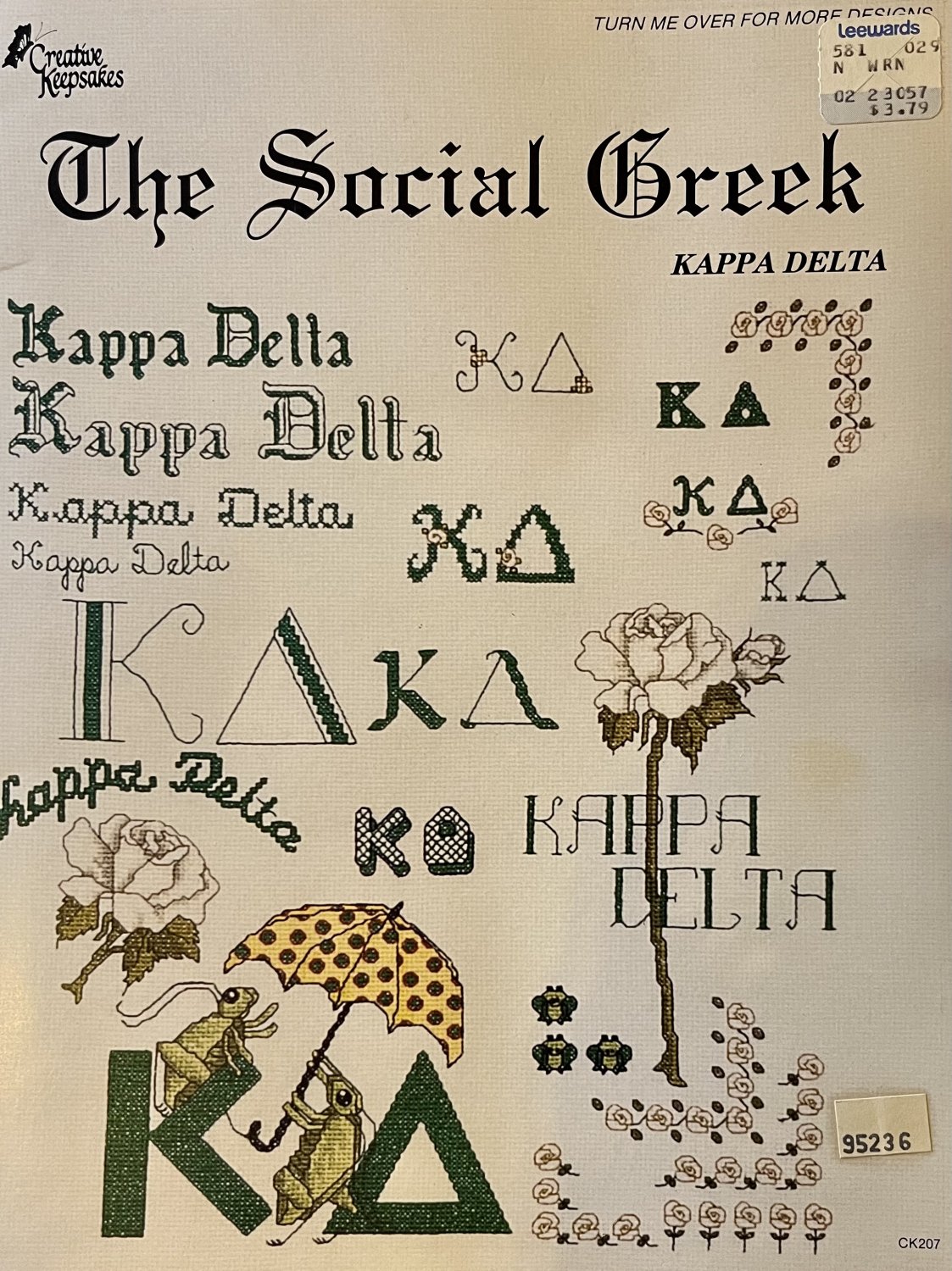Kappa Delta The Social Greek Counted Cross Stitch Leaflet