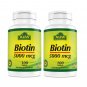 Biotin 5000 mcg , 100 tablets Per Pack (2 packs , 200 tables)