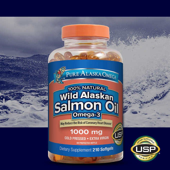 Pure Alaska Omega Wild Salmon Oil 1000 mg., 210 Softgels ( 3 Bottles