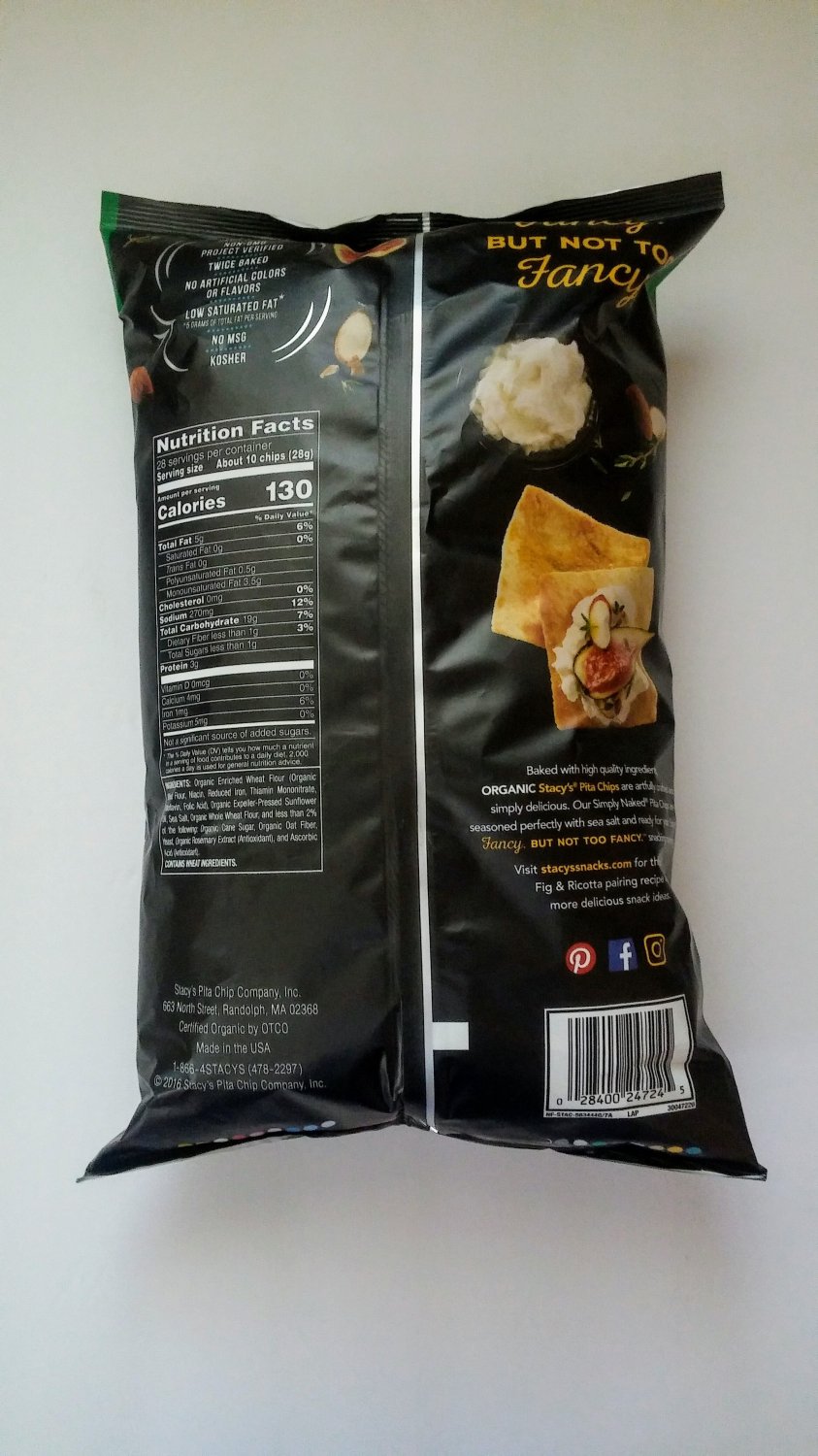 Stacy's Organic Pita Chips Simply Naked 28 oz Bag, Pack Of 1