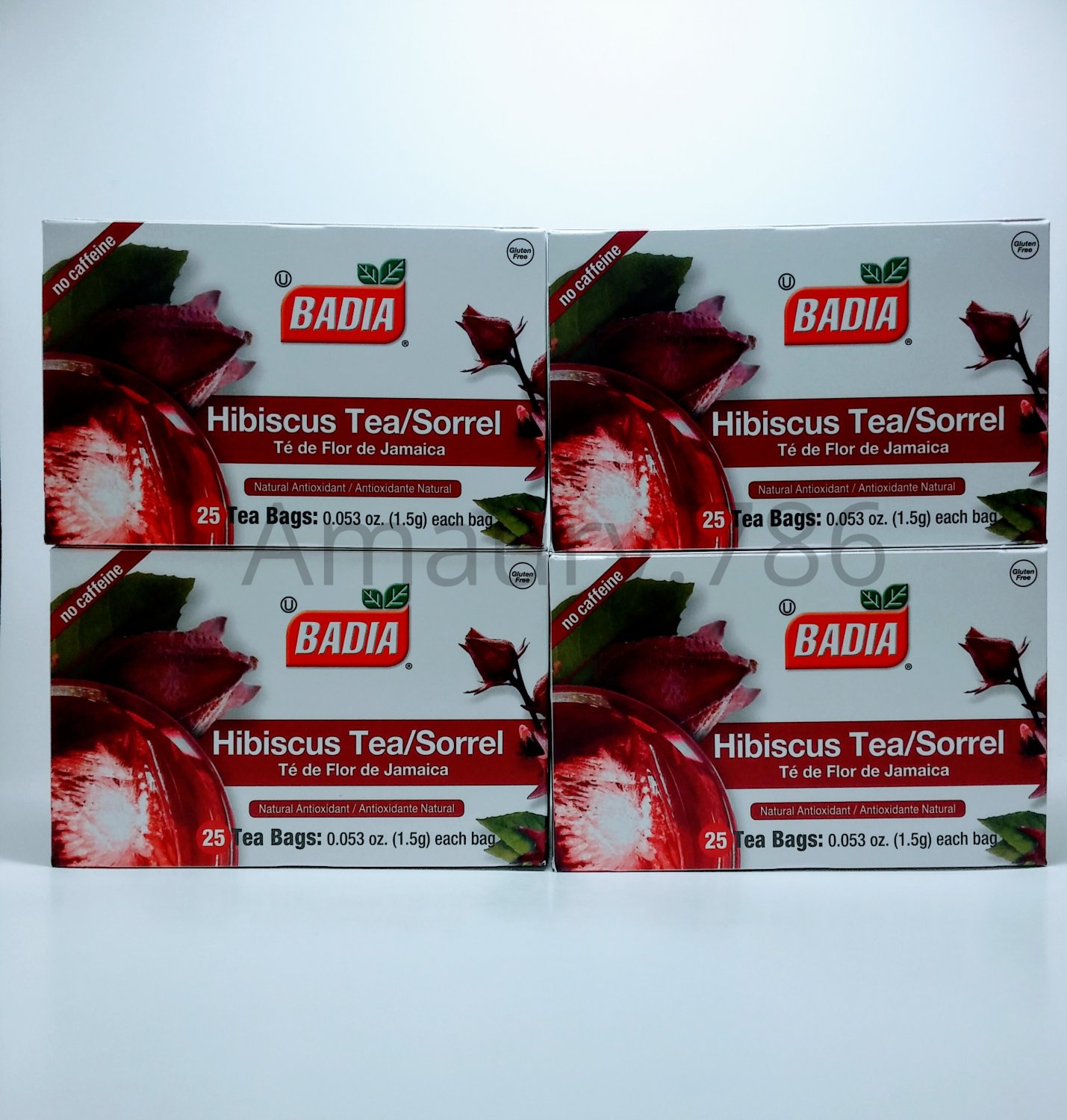 Badia Decaffeinated Hibiscus Tea Bags 25 Count 4 Packs 100 Tea Bags