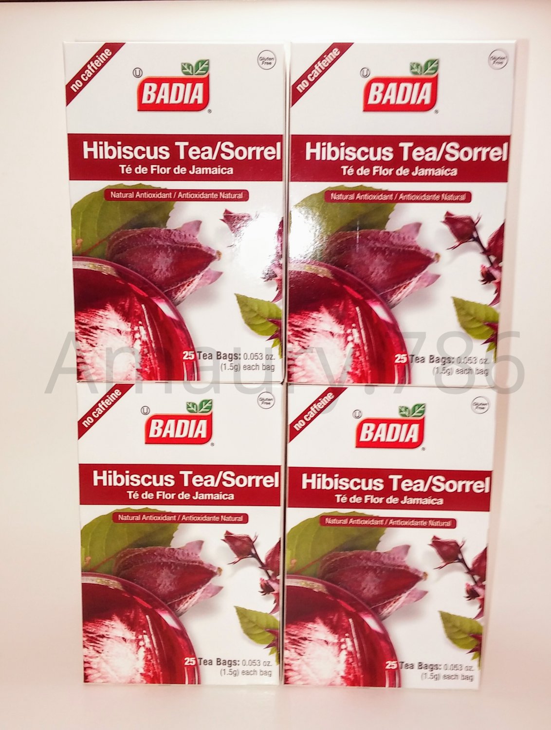 Badia Decaffeinated Hibiscus Tea Bags 25 Count 4 Packs 100 Tea Bags