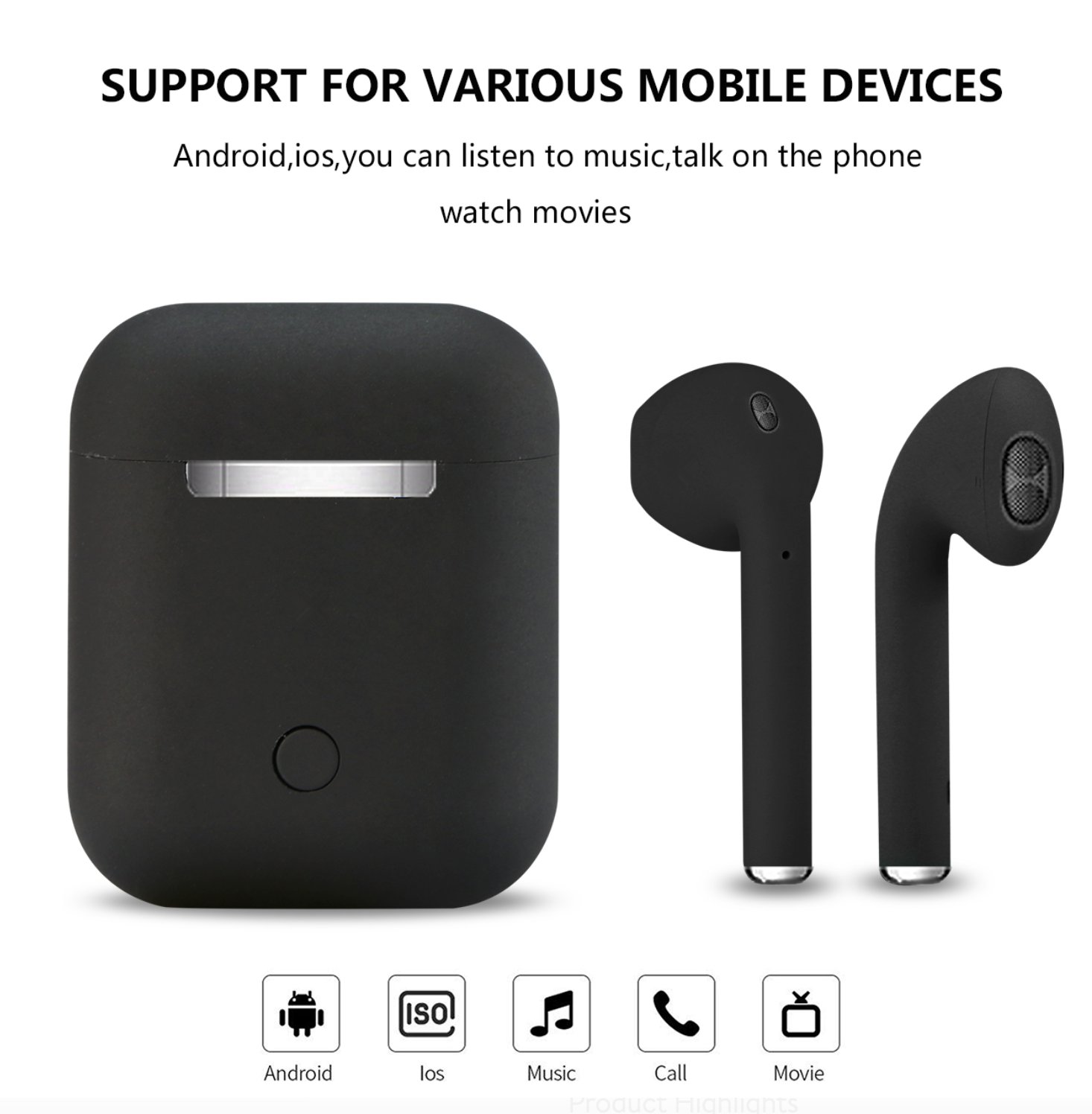 i12 TWS Headphones,Headset,Earphones Stereo Bluetooth 5.0Earbuds For ...