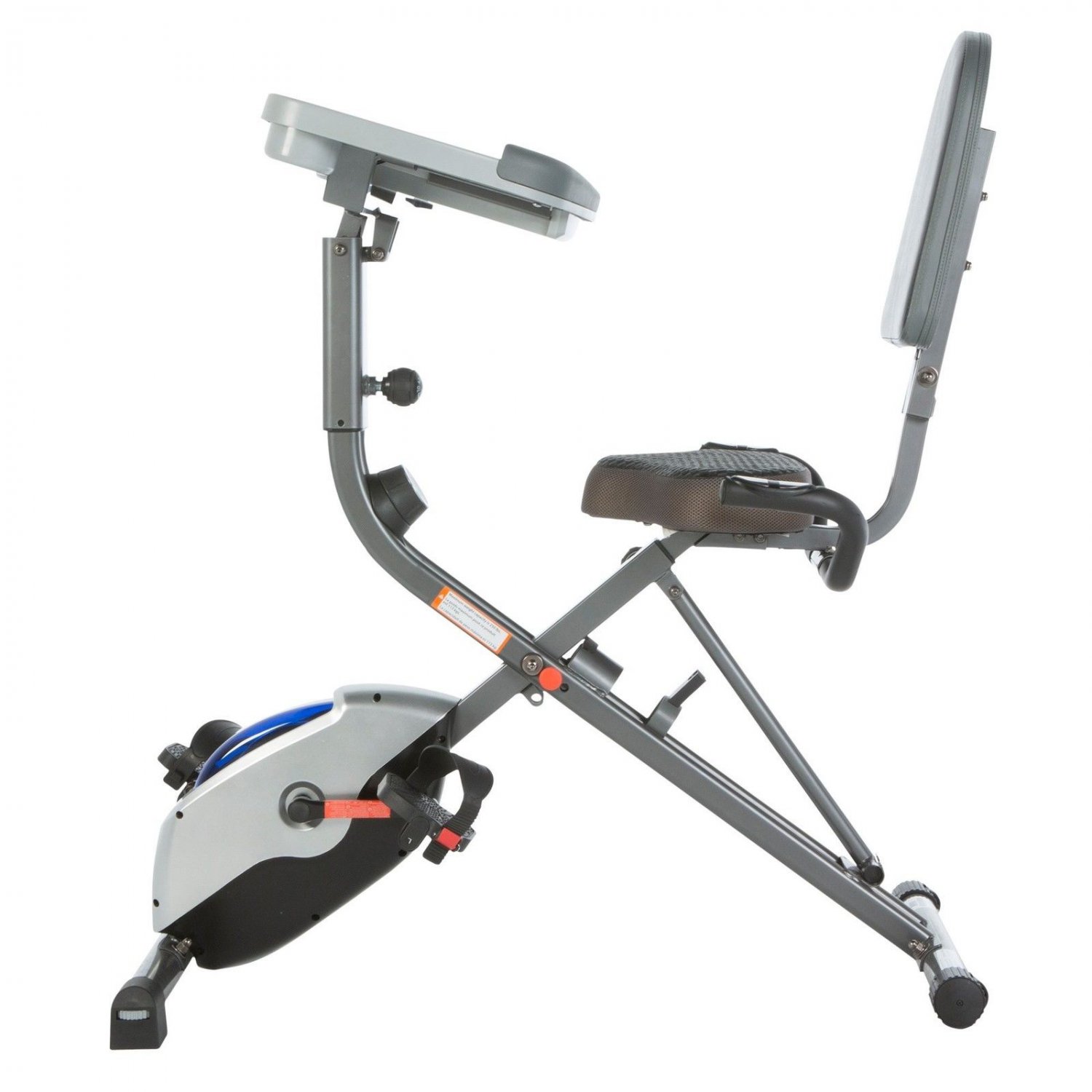 Large Sliding Desktop Station Folding Semi-Recumbent Exercise Bike Gray
