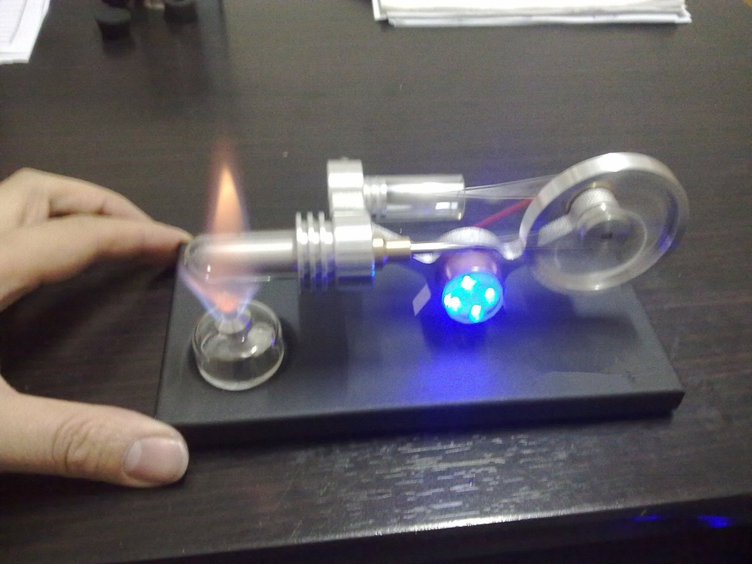 New- Hot Air Stirling Engine Education Toy Electricity Power Generator