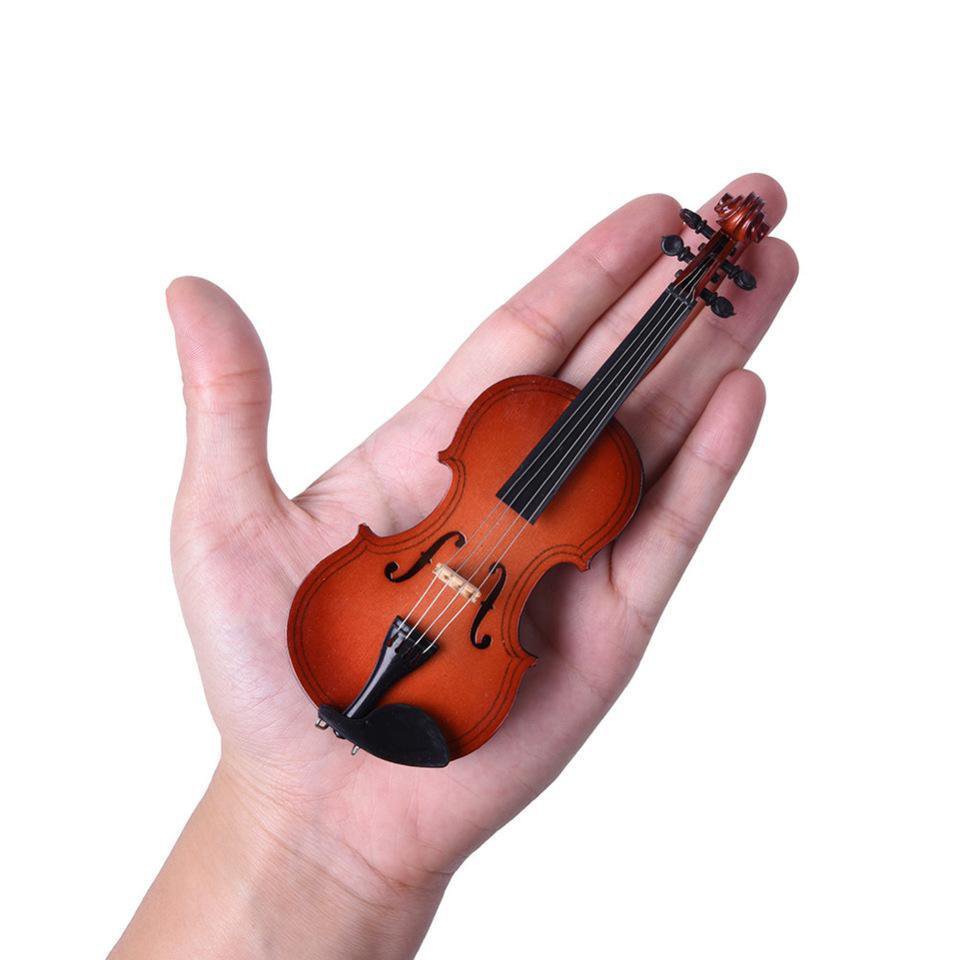 Mini Violin Upgraded Version With Support Miniature Wooden Musical