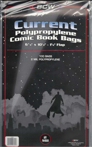 25 BCW Current Modern Comic Bags/Sleeves Poly 6 7/8" x 10 1/2" with 1.5" Flap