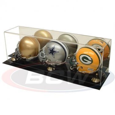 1x BCW Acrylic Triple Mini Helmet Display - Mirror Back - Gold Risers