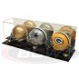 1x BCW Acrylic Triple Mini Helmet Display - Mirror Back - Gold Risers
