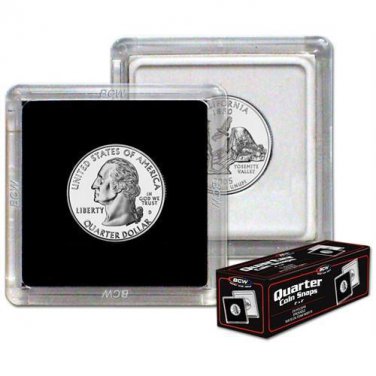 (500) BCW 2X2 COIN SNAP - QUARTER - BLACK - Premium Long-term Storage Snaps
