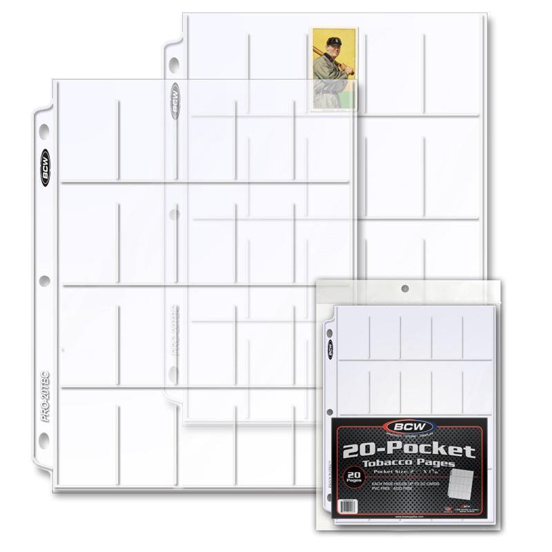 1 Case 500 BCW PRO 20-POCKET TOBACCO PAGE Binder Sheet - T206 Tobacco Cards