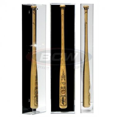1x BCW Acrylic Vertical BaseBall Bat Display - Black Back - Gold Risers