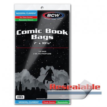 Case 1000 BCW Current Modern Age Comic RESEALABLE THICK Poly Bags/Sleeves