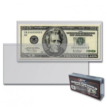 (100) BCW DELUXE CURRENCY HOLDER - REGULAR BILL