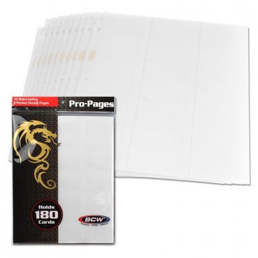 10 BCW GAMING SIDE LOADING 18-POCKET PRO BINDER PAGES - MTG - WHITE